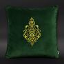 zielone poduszka aksamit zieleń 45x45cm - złoty haft