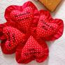 dekoracyjna serduszko z falbanką walentynki haft - czerwona poduszka serce