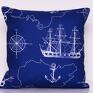 marynarska poduszka sea map navy blue 40x40cm od majunto żeglarska