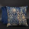 niebieskie ozdobne welurowe granat wzór ornament 45x45cm poduszki dekoracyjne
