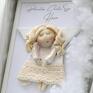oryginalny prezent anioł mini na chrzest dla dziewczynki subtelny w ramce
