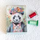 Pudełko drewniane Pani Panda - kuferek na skarby