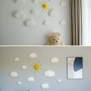 Miękkie chmurki i słońce - ręcznie robiona ozdoba ścienna do pokoju malucha