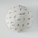 Naturalna w kolorze lnu Pufa dziecięca Leśne Ptaszki - delikatne i harmonijne