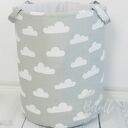 WIELKI 50cm KOSZ na zabawki ORGANIZER - szare chmurki