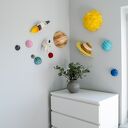 Duży zestaw planet 3D z rakietą i astronautą - kosmiczna dekoracja na sufit i ścianę