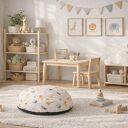 Jasna ecru z odcieniami różu pufa dziecięca Pastelowa Sawanna pogodna i ciepła