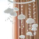 Karuzela niemowlęca z kryształkami i chmurkami - dekoracyjny mobil, ręcznie robiony