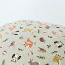 Naturalna w kolorze lnu Pufa dziecięca Leśne Zwierzaki - urocze i łagodne