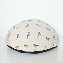 Naturalna w kolorze lnu Pufa dziecięca Leśne Ptaszki - delikatne i harmonijne