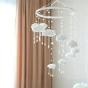 Karuzela niemowlęca z kryształkami i chmurkami - dekoracyjny mobil, ręcznie