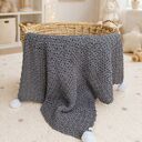 Kocyk dziecięcy Coco wełna merino z pomponami 63x70 handmade