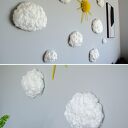 Miękkie chmurki i słońce - ręcznie robiona ozdoba ścienna do pokoju malucha