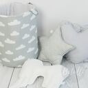 WIELKI 50cm KOSZ na zabawki ORGANIZER - szare chmurki