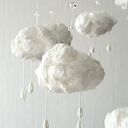 Karuzela niemowlęca z kryształkami i chmurkami - dekoracyjny mobil, ręcznie robiony