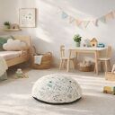 Naturalna w kolorze lnu Pufa dziecięca Sielankowa Zagroda - spokojna i bajkowa