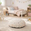 Naturalna w kolorze lnu Pufa dziecięca Leśne Zwierzaki - urocze