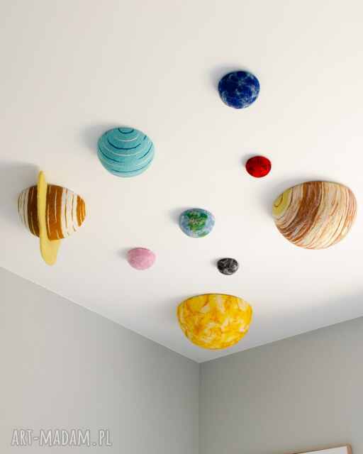Duże planety 3D Układu Słonecznego z filcu - dekoracja Montessori na sufit do pokoju dziecka