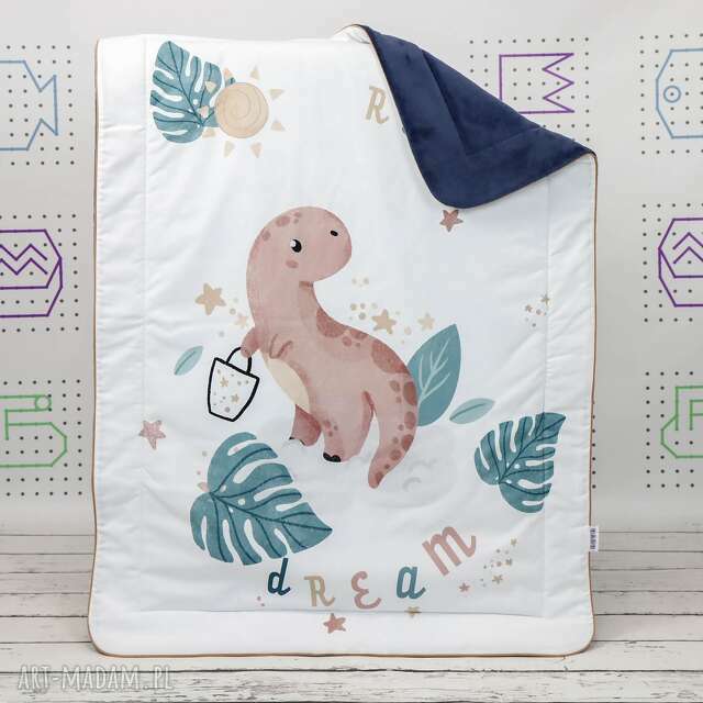 KOCYK Minky 75X100 Dino Dream Biel