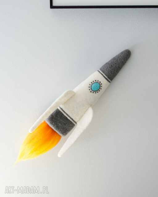 3d rakieta filcowana z wełny rozmiar M - dekoracja na ścianę lub sufit do pokoju dziecięcego