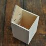 domki pudełka pudełko drewniane komplet 2 szt biały i naturalny pojemniki na przybory