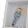 niebieskie metryczka dla chłopczyka z aniołem prezent noworodka