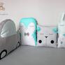 pokoik dziecka: Ochraniacz modułowy do łóżeczka dziecięcego, zwierzątka mięta biel poduszka króliczek