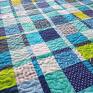 pokoik dziecka: Młodzieżowa narzuta niebiesko zielona patchwork w kratkę - pokój pikowana quilt