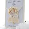 białe anioł w ramce mini oryginalny prezent na chrzest dla dziewczynki pokoik dziecka z masy solnej