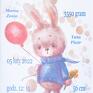 metryczka pokoik dziecka - chłopczyk - zajączek królik