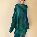 Ponczo z wełny merino morskie