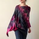 Ponczo wełniane z baby alpaki róż&szary