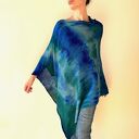 Narzutka z wełny merino blue&green