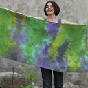 Unikatowy bawełniany szal zielono fioletowy