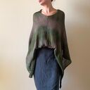 Ponczo bawełniane brąz&khaki - tunika narzutka handmade