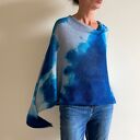 Narzutka bawełniana Blue&Gray - ręcznie barwione poncho Anna Damzyn