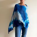 Narzutka bawełniana Blue&Gray - ręcznie barwione poncho Anna Damzyn