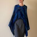 Ponczo z wełny merino granat&szary