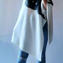 Ponczo wełną zdobione filcowane - ecru poncho handmade