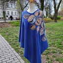 Ponczo wełniane granatowe Ruda Klara