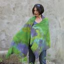 Unikatowy bawełniany szal zielono fioletowy