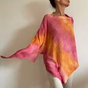 Narzutka lniana róż&pomarańcz