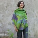 Unikatowy bawełniany szal zielono fioletowy