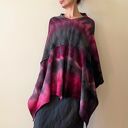 Ponczo wełniane z baby alpaki róż&szary