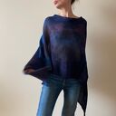 Narzutka bawełniana niebieski&bakłażan