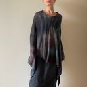 Ponczo z wełny merino brown&gray