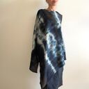 Eleganckie ponczo z wełny merino biel&grafit'II