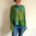 Lniane ponczo turkus&oliwka