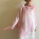 Narzutka lniana w jasnym różu - poncho handmade na dzień i na uroczyste wyjście