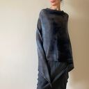 Ponczo z wełny merino szary&bury